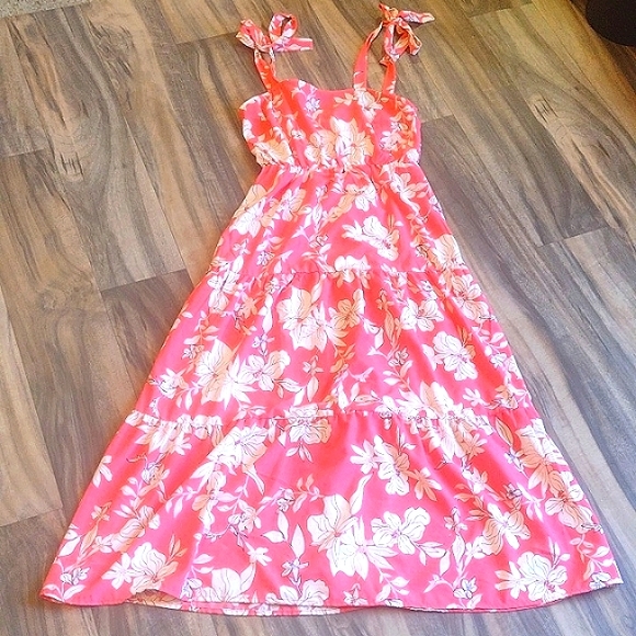 Anthropologie sanctuary pink and white floral maxi sun dress size xs - Picture 2 of 9